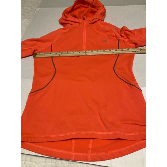 Champion Womens 1/4 Zip Hoodie Size Small Double Dry Orange - Picture 8 of 10